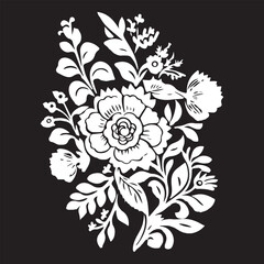Fototapeta premium White flower silhouette vector illustration in black background