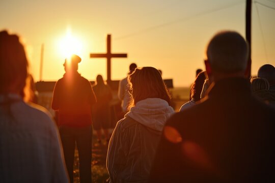 Sunrise Church Service On Easter Morning, Fostering Sense Of Community Faith