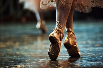 Ballet Dancers Feet En Pointe, Showcasing Grace And Elegance On World Theatre Day