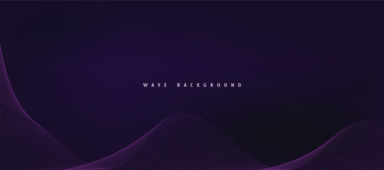 Purple background with flowing wave lines. Futuristic technology concept. Vector illustration