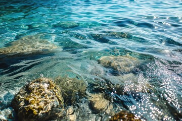 Obraz premium Clear Water Waves, Turquoise Sea, Tropical Paradise