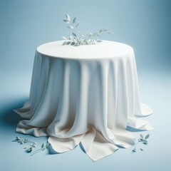 a table with a white tablecloth
