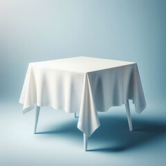 a table with a white tablecloth
