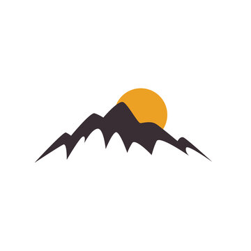 isolated mountain sunset logo design vector image