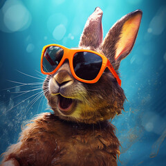 Happy cool rabbit funny 