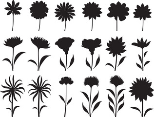Flowers silhouette design illustration bundle
