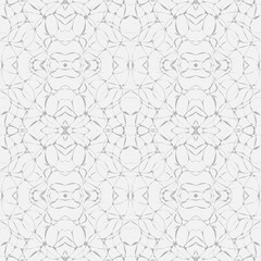 Vector seamless abstract two-color mosaic pattern, intertwining gray lines on a white background