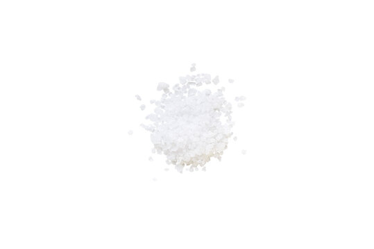 Heap of salt isolated on a transparent background without shadows from above, top view, png