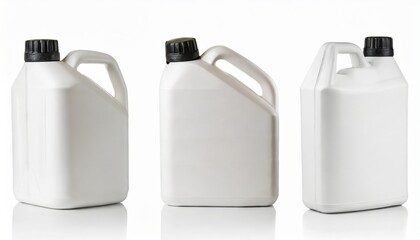 white canister jerrycan for motor oil and other on white background