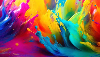 abstract colorful paint splash 4k wallpaper ai - obrazy, fototapety, plakaty