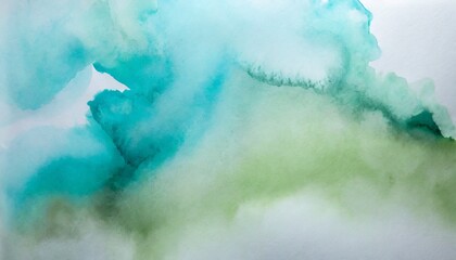 ink watercolor landscape smoke flow stain blot on wet paper texture background pastel blue green...