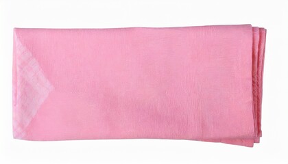 pink color folded cotton napkin isolated kitchen towel top view element for design