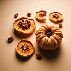 dried pumpkin on  simple  background
