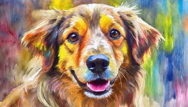 colorful painting of a dog