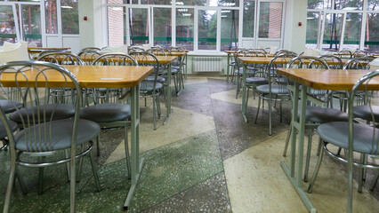 Restaurant kitchen equipment for preparing food, meal, plates, detail.