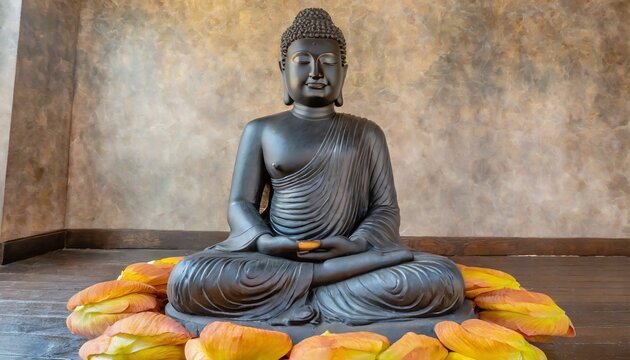 buddha sitting on the lotus platform full length picture ai generated