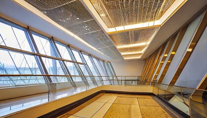 Obraz premium beautiful modern futuristic building interior architecture ai generated
