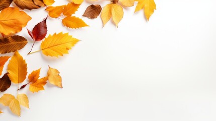 Naklejka na ściany i meble autumn leaves on white background with copy space