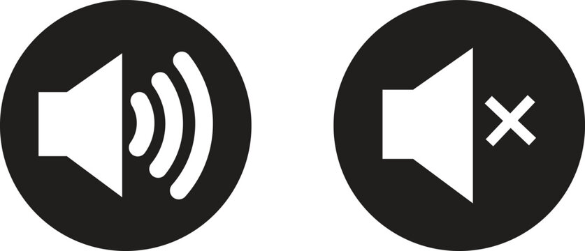 Sound on off icon set . Speaker on and muted volume icons . Vector illustration