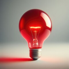 red light bulb on white background

