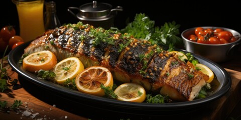 Spigola al Forno Extravaganza, Oven-Baked Sea Bass Brilliance, Culinary Poetry in Every Crispy Bite 