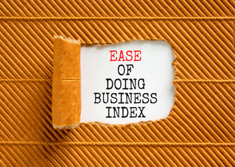 Ease of doing business index symbol. Concept words Ease of doing business index on beautiful white paper. Beautiful brown paper background. Business, ease of doing business index concept. Copy space.