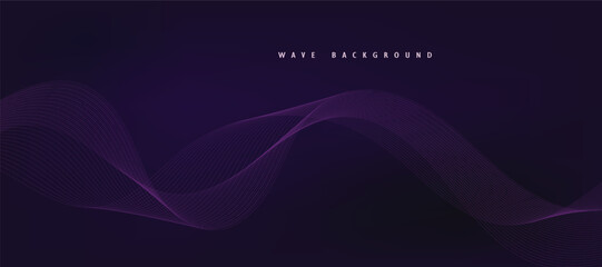 Purple background with flowing wave lines. Futuristic technology concept. Vector illustration