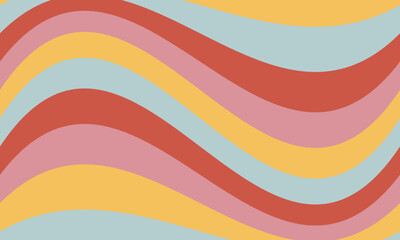 Abstract rainbow wavy background in style 60-70-ies. Vintage groovy retro background. Hippie aesthetics