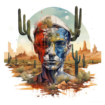 Cactus head in the desert 