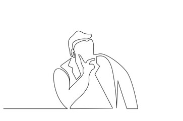 businessman manager seriously listening thinking plan program business life one line art design