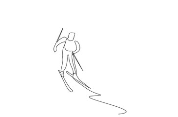 human person season ski board snow sport lifestyle one line art design