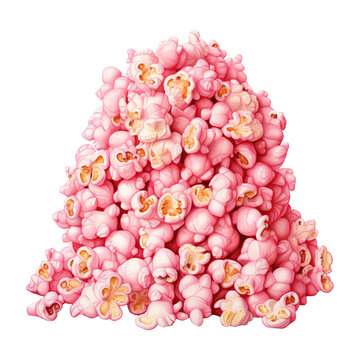 Pile of popcorn with pink popcorn. AI generated image