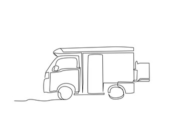 caravan car vehicle camp holiday life lifestyle one line art design