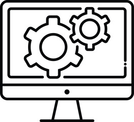 Outline setting icon, Tools, Cog, Gear Sign Isolated on white bac