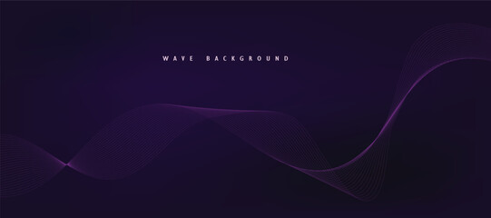 Purple background with flowing wave lines. Futuristic technology concept. Vector illustration - obrazy, fototapety, plakaty