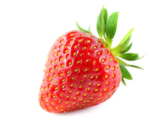 einzelne Erdbeere isoliert auf weißen Hintergrund, Freisteller