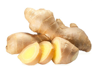 Ingwer isoliert auf weißen Hintergrund, Freisteller 