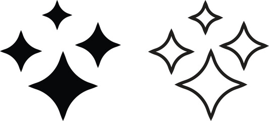 Sparkle icon set in two styles isolated on white background . Shine icon symbol vector - obrazy, fototapety, plakaty