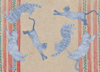 Rysunkowe koty - obrazy, fototapety, plakaty