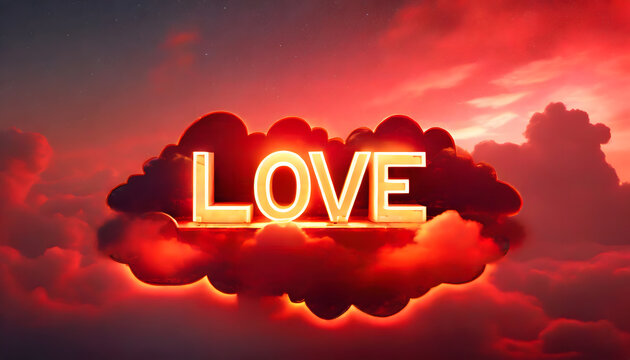 love, neon, wolken, rot, abstrakt, close up, hintergrund, Himmel, Schriftzug, valentinstag, konzept, romantisch, neu, 