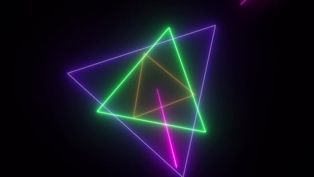 Abstract 4k lines triangles spinning motion background.