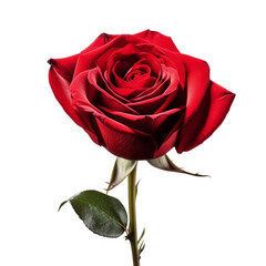 Realistic Velvet Red Rose Flower With Leaves