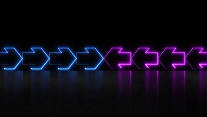 Outline neon arrows. Computer generated 3d render