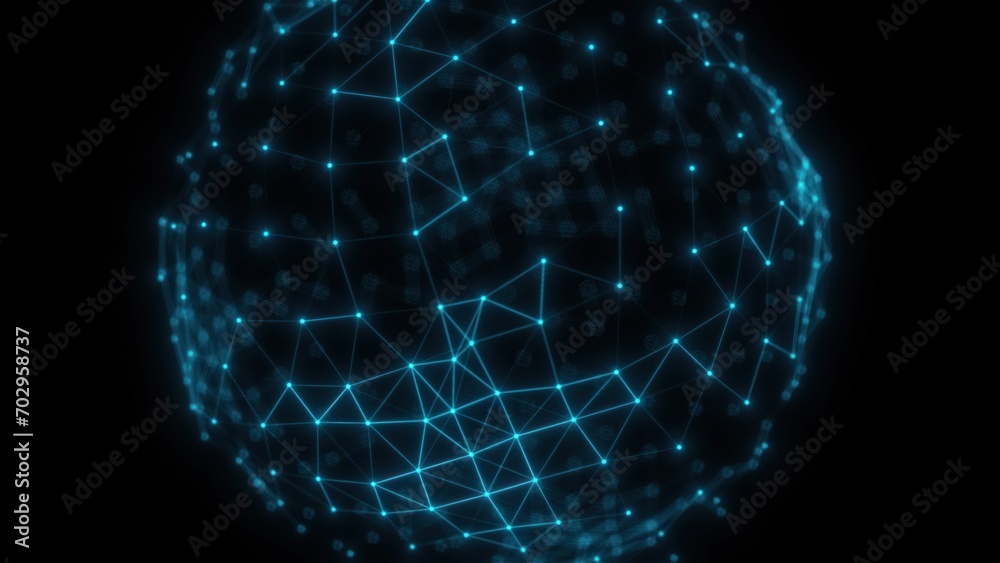 Poster connection dots sphere. computer generated 3d render