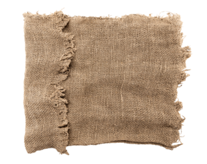 Burlap texture. A piece of torn burlap on a white background. Canvas. Packing material
