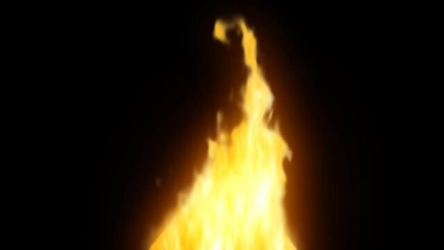 Animation of a fire on a transparent background, alpha channel render.