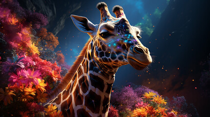 Giraffe in Fantasielandschaft 