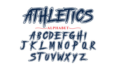 Editable typeface vector. Athletics sport font in american style for football, baseball or basketball logos and t-shirt. - obrazy, fototapety, plakaty