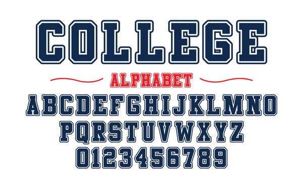 Editable typeface vector. College sport font in american style for football, baseball or basketball logos and t-shirt.