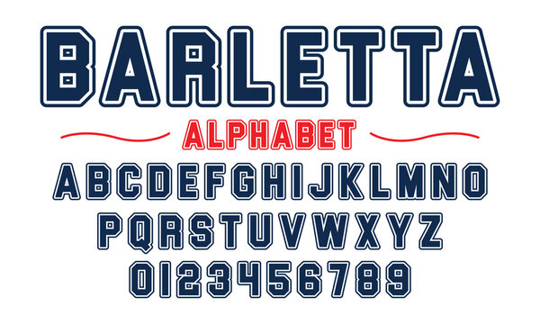 Editable typeface vector. Barletta sport font in american style for football, baseball or basketball logos and t-shirt.